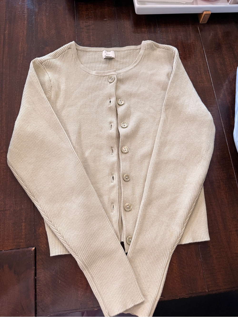 Classic Light Green Ribbed Button-Front Women’s Sweater